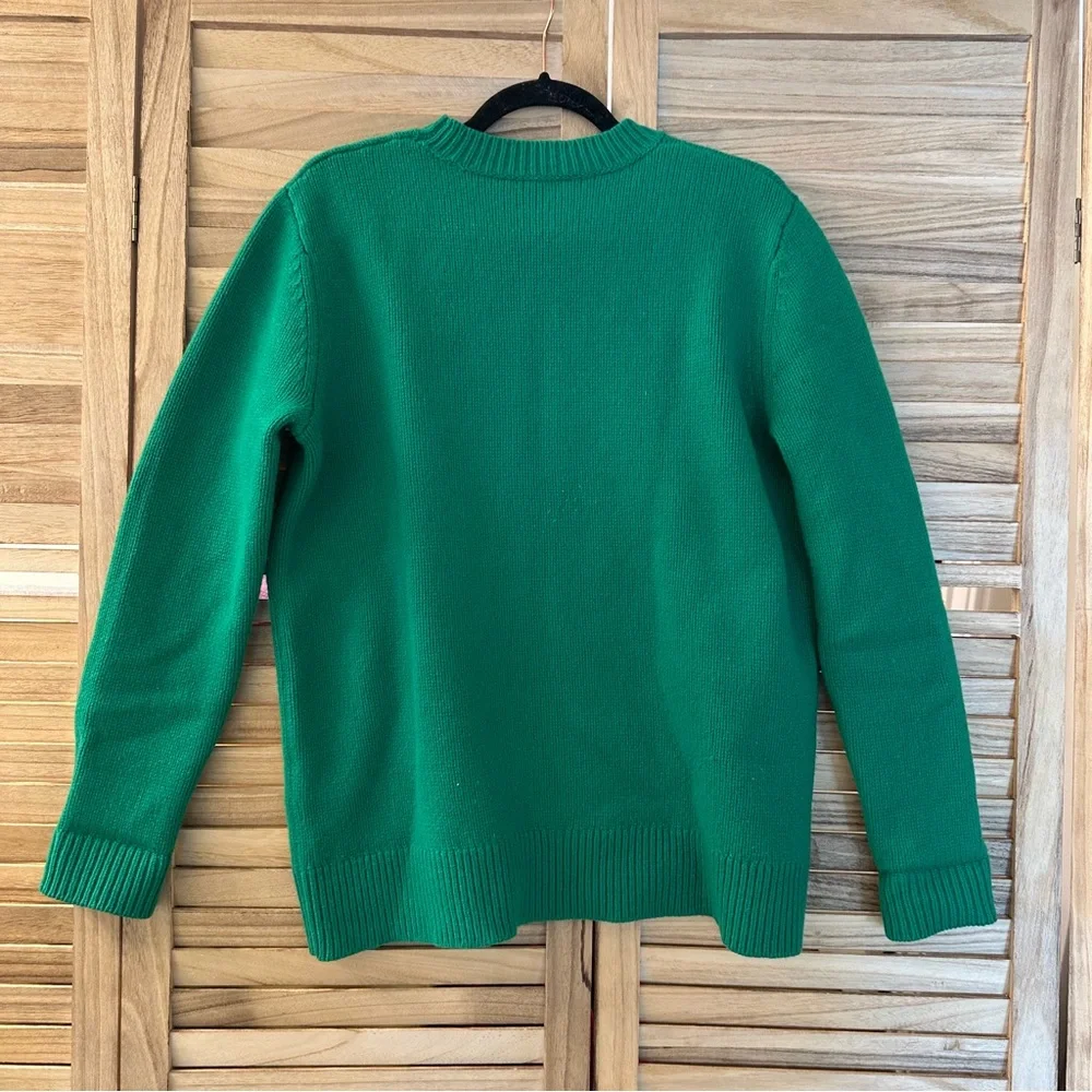 Sandro Wool Pullover Graphic Print Sweater in green size M